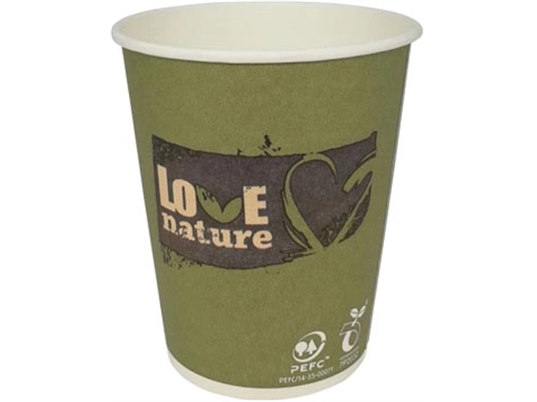 Een Drinkbeker Love Nature, uit karton, 150ml, pak van 100 stuks koop je bij Muys Kantoor & Kado