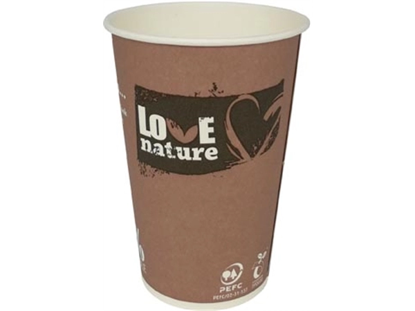 Een Drinkbeker Love Nature, uit karton, 180 ml, pak van 80 stuks koop je bij Muys Kantoor & Kado