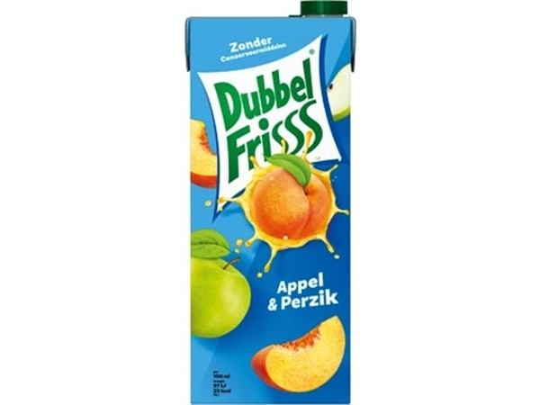 Een Dubbelfrisss Appel & Perzik 1,5 l, pak van 8 stuks koop je bij Muys Kantoor & Kado