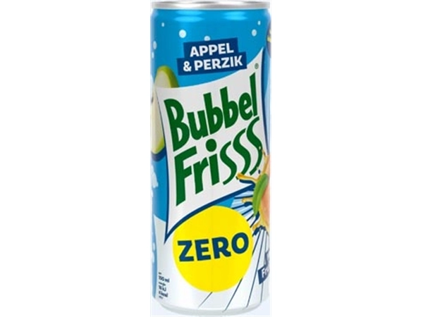 Een Dubbelfrisss Bubbelfrisss Appel Perzik Zero 25 cl, pak van 12 stuks koop je bij Muys Kantoor & Kado