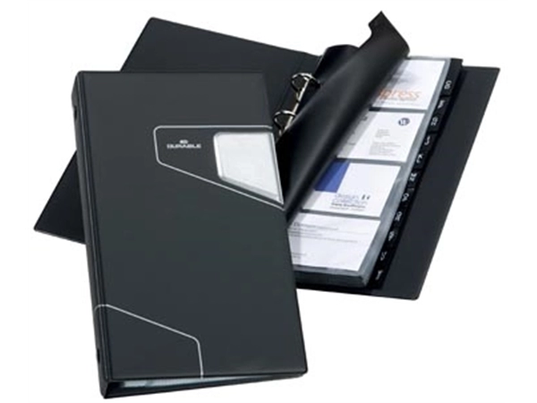 Een Durable Visitekaartenmap Visifix Pro, Ft 14,5 x 25,5 cm, voor 200 kaarten, zwart koop je bij best4office