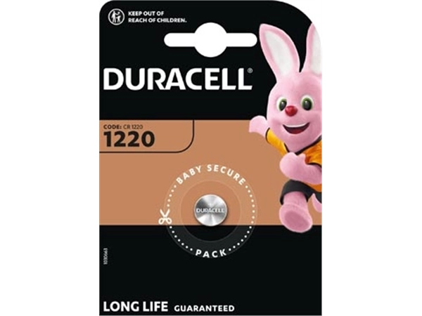 Een Duracell knoopcel Specialty Electronics CR1220, blister van 1 stuk koop je bij Muys Kantoor & Kado