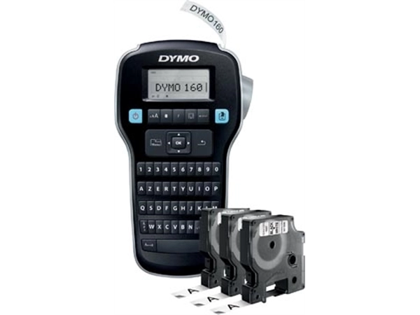 Een Dymo LabelManager 160 Value Pack: 3 x D1 tape, zwart op wit, 12 mm + 1 x LabelManager 160P, qwerty koop je bij best4office