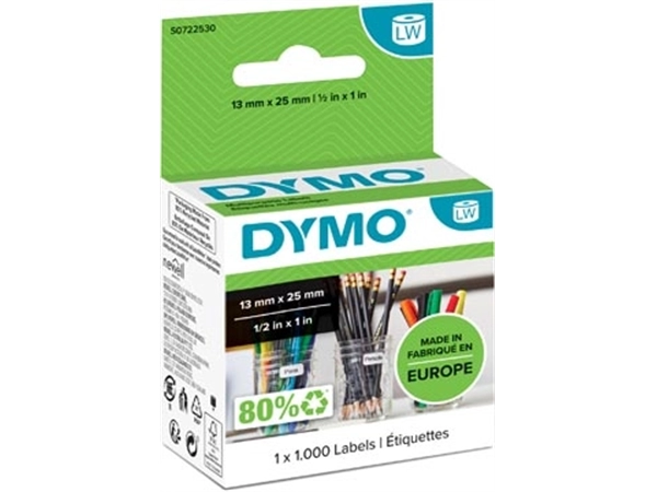 Een Dymo etiketten LabelWriter ft 13 x 25 mm, verwijderbaar, wit, 1000 etiketten koop je bij best4office