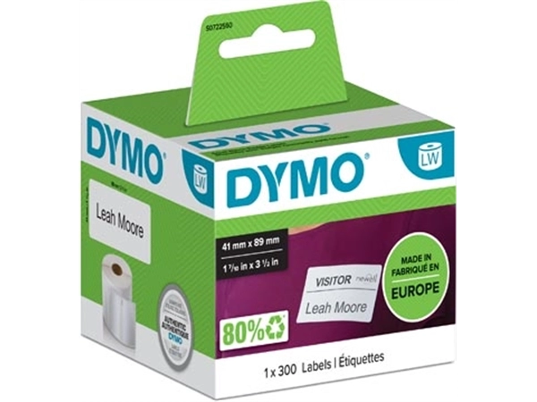 Een Dymo etiketten LabelWriter ft 89 x 41 mm, verwijderbaar, wit, 300 etiketten koop je bij Muys Kantoor & Kado