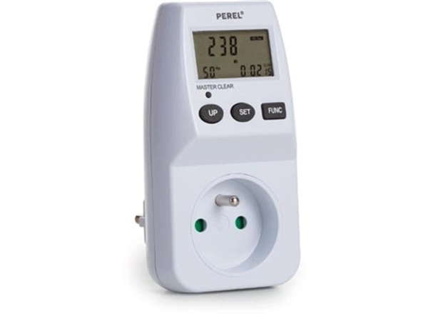 Een Perel energiemeter, 230 V, 16 A, wit, voor België koop je bij Muys Kantoor & Kado