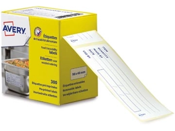 Een Avery etiketten voedselcodering, ft 98 x 40 mm, 1 rol met 300 afscheurbare etiketten in dispenser, Engels koop je bij Muys Kantoor & Kado