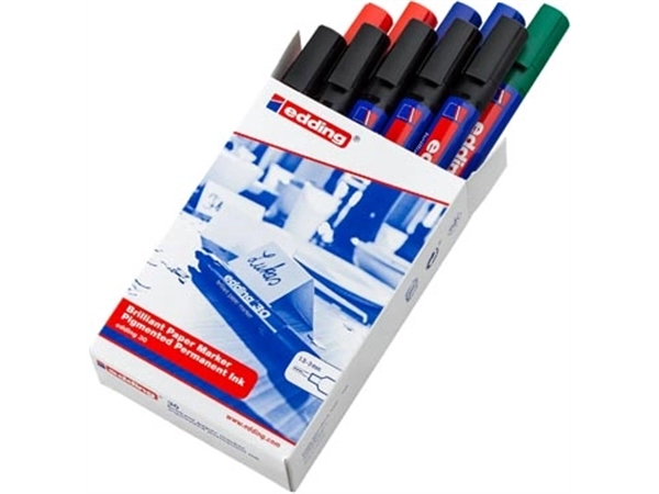 Een Edding merkstift brilliant paper marker e-30, doosje van 10 stuks, assorti koop je bij Muys Kantoor & Kado