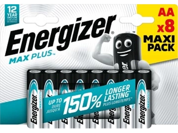 Een Energizer batterijen Max Plus AA, blister van 8 stuks koop je bij Muys Kantoor & Kado