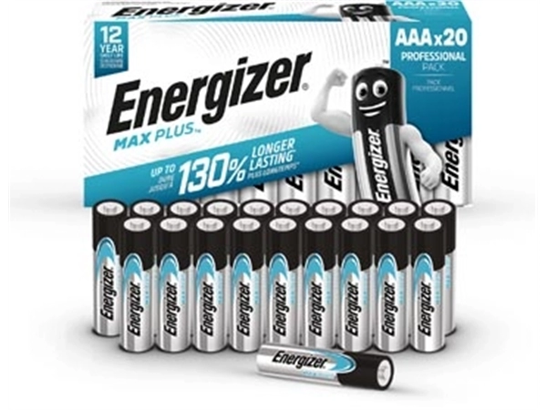 Een Energizer batterijen Max Plus AAA, pak van 20 stuks koop je bij Muys Kantoor & Kado