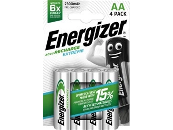 Een Energizer herlaadbare batterijen Extreme AA, blister van 4 stuks koop je bij Muys Kantoor & Kado