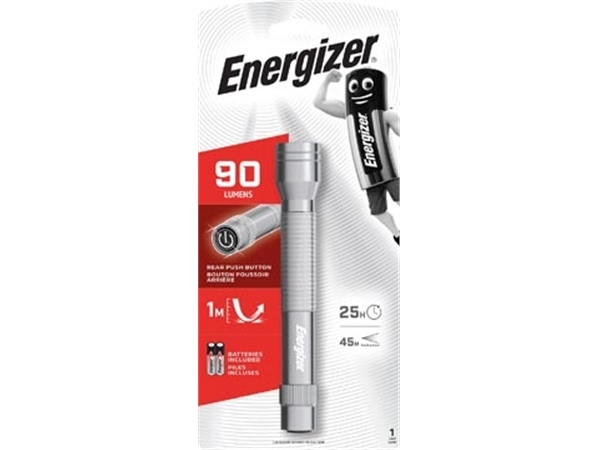 Een Energizer zaklamp Metal LED 2AA, inclusief 2 AA batterijen, op blister koop je bij Muys Kantoor & Kado