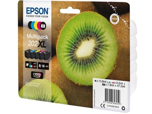 Een Epson inktcartridge 202XL, 550 - 800 pagina's, OEM C13T02G74010, 5 kleuren koop je bij Muys Kantoor & Kado