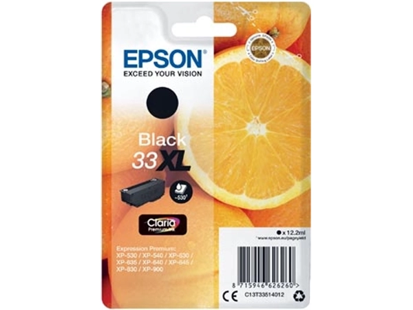 Een Epson inktcartridge 33XL, 530 pagina's, OEM C13T33514012, zwart koop je bij Muys Kantoor & Kado