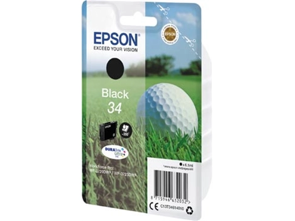 Een Epson inktcartridge 34, 350 pagina's, OEM C13T34614010, zwart koop je bij best4office