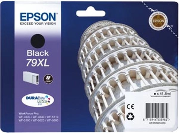 Een Epson inktcartridge 79XL, 2.600 pagina's, OEM C13T79014010, zwart koop je bij Muys Kantoor & Kado