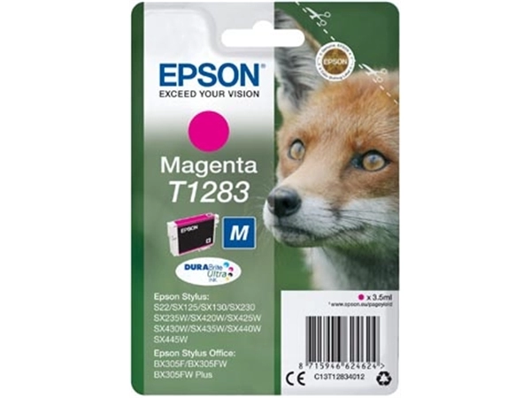 Een Epson inktcartridge T1283, 140 pagina's, OEM C13T12834012, magenta koop je bij Muys Kantoor & Kado