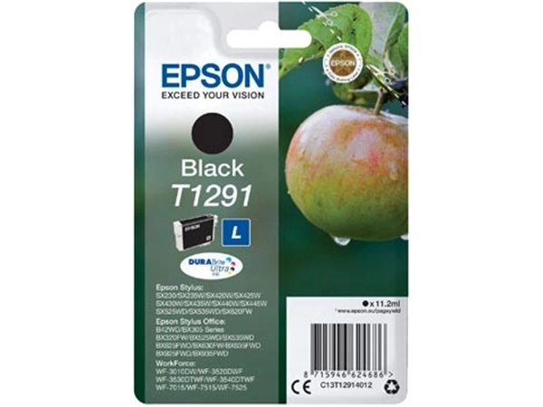 Een Epson inktcartridge T1291, 380 pagina's, OEM C13T12914012, zwart koop je bij Muys Kantoor & Kado