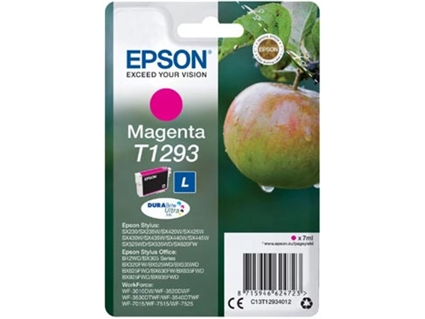 Een Epson inktcartridge T1293, 330 pagina's, OEM C13T12934012, magenta koop je bij Muys Kantoor & Kado