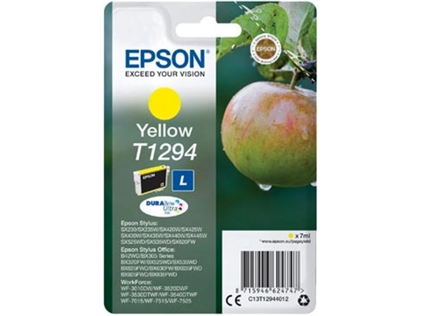 Een Epson inktcartridge T1294, 515 pagina's, OEM C13T12944012, geel koop je bij Muys Kantoor & Kado