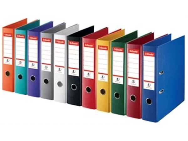 Een Esselte ordner,Power N°1 geassorteerde kleuren: 2 x rood, groen, blauw, wit en zwart, rug van 5 cm koop je bij best4office