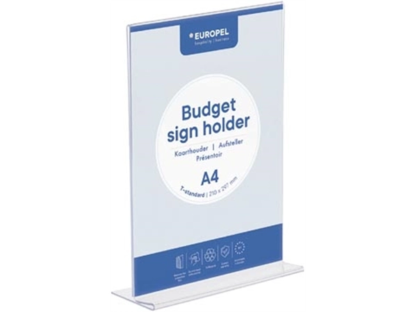 Een Europel folderhouder Budget, met T-voet, ft A4 koop je bij Muys Kantoor & Kado