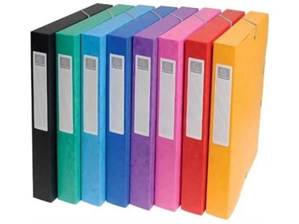 Een Exacompta elastobox Exabox 8 geassorteerde kleuren: geel, rood, roze, paars, blauw, turquoise, groen e... koop je bij best4office