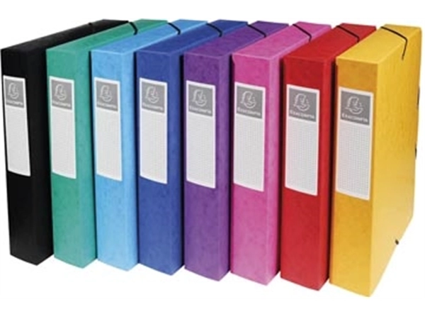 Een Exacompta elastobox Exabox 8 geassorteerde kleuren: geel, rood, roze, paars, blauw, turquoise, groen e... koop je bij best4office