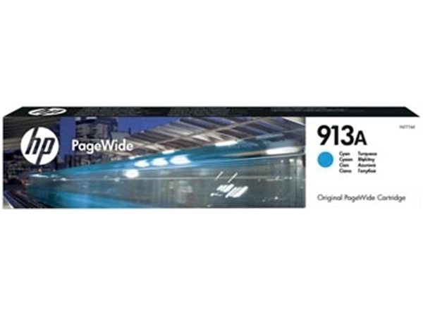 Een HP inktcartridge 913A, 3.000 pagina's, OEM F6T77AE, PageWide, cyaan koop je bij best4office