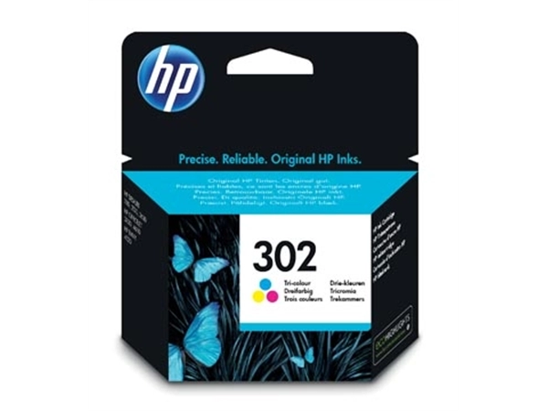 Een HP inktcartridge 302, 165 pagina's, OEM F6U65AE, 3 kleuren koop je bij best4office