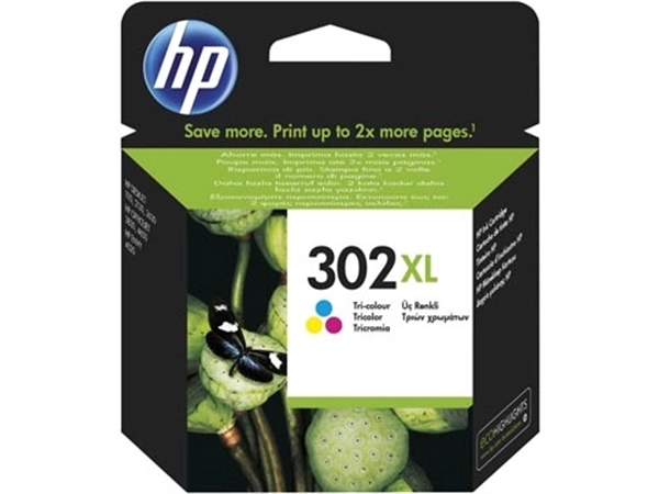 Een HP inktcartridge 302XL, 330 pagina's, OEM F6U67AE, 3 kleuren koop je bij best4office