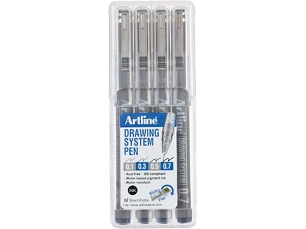 Een Fineliner Drawing System etui van 4 stuks: 0,1 - 0,3 - 0,5 en 0,7 mm koop je bij best4office