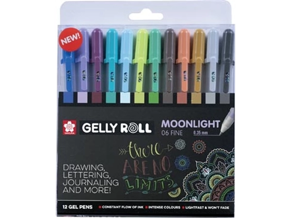 Een Sakura roller Gelly Roll Moonlight, etui van 12 stuks in geassorteerde kleuren koop je bij best4office