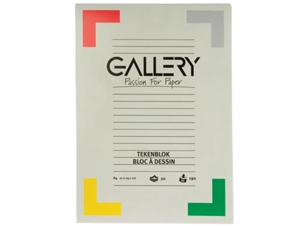 Een Gallery tekenpapier, 190 g, ft 21 x 29,7 cm, A4, extra zwaar houtvrij papier, blok van 20 vel koop je bij best4office