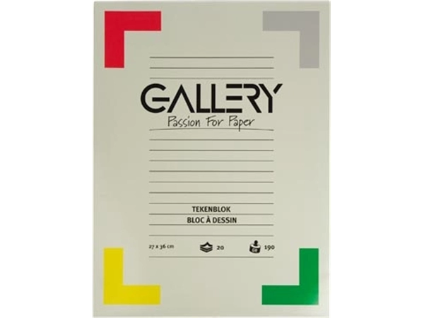 Een Gallery tekenpapier, 190 g, ft 27 x 36 cm, extra zwaar houtvrij papier, blok van 20 vel koop je bij best4office