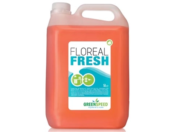 Een Greenspeed geconcentreerde allesreiniger Floreal Fresh, bloemenparfum, flacon van 5 liter koop je bij Muys Kantoor & Kado