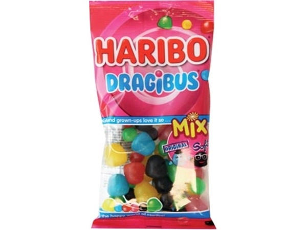 Een Haribo snoep dragibus Duomix, zak van 130 g koop je bij Muys Kantoor & Kado