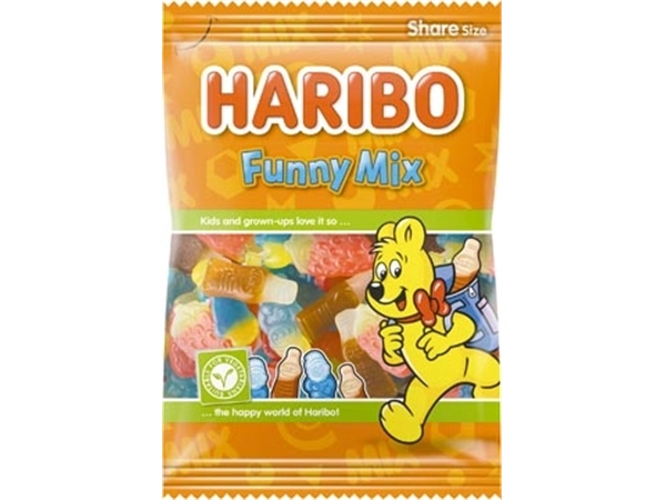 Een Haribo snoep funny-mix, zak van 185 g koop je bij Muys Kantoor & Kado