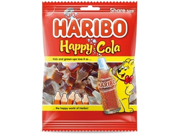 Een Haribo snoep happy cola, zak van 185 g koop je bij Muys Kantoor & Kado