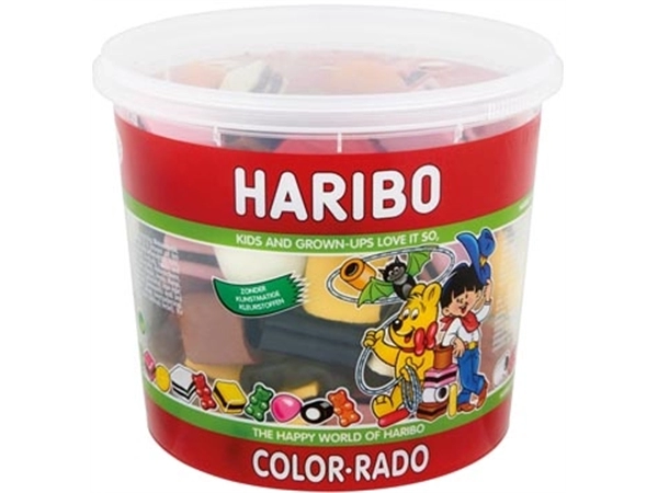 Een Haribo snoepgoed, emmer van 650 g, Color-Rado koop je bij Muys Kantoor & Kado