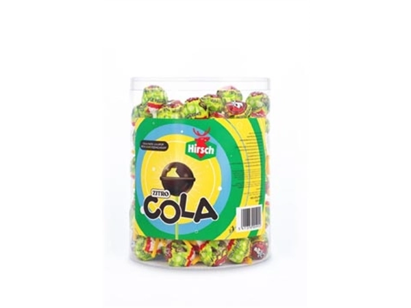 Een Hirsch Zitro Cola Lolly, 100 stuks, pot van 1,2 kg koop je bij Muys Kantoor & Kado