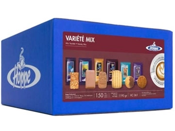 Een Hoppe koekjes Variété Mix, doos van 150 stuks koop je bij Muys Kantoor & Kado