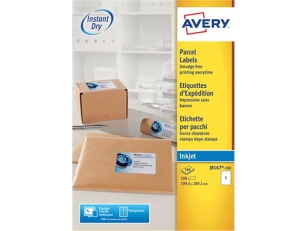 Een Avery J8167-10 adresetiketten ft 199,6 x 289,1 mm (b x h), 10 etiketten, wit koop je bij best4office