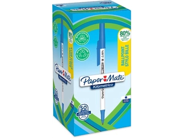 Een Paper Mate balpen Kilometrico, medium, doos van 50 stuks, blauw koop je bij Muys Kantoor & Kado