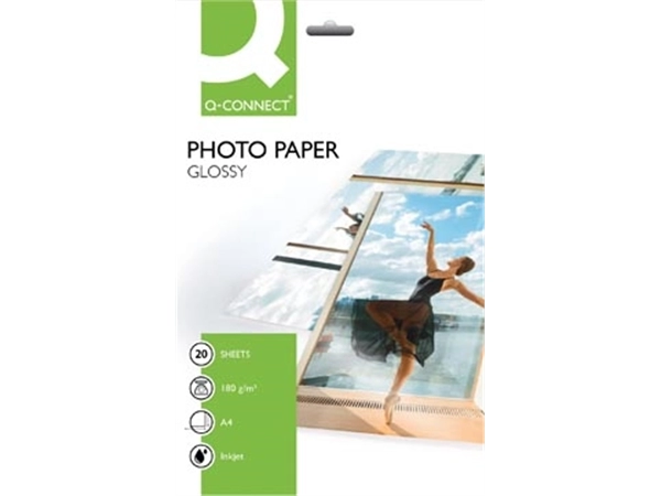 Een Q-CONNECT fotopapier, ft A4, 180 g, pak van 20 vel koop je bij best4office