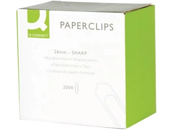 Een Q-CONNECT papierklemmen, 26 mm, doos van 2000 stuks koop je bij best4office