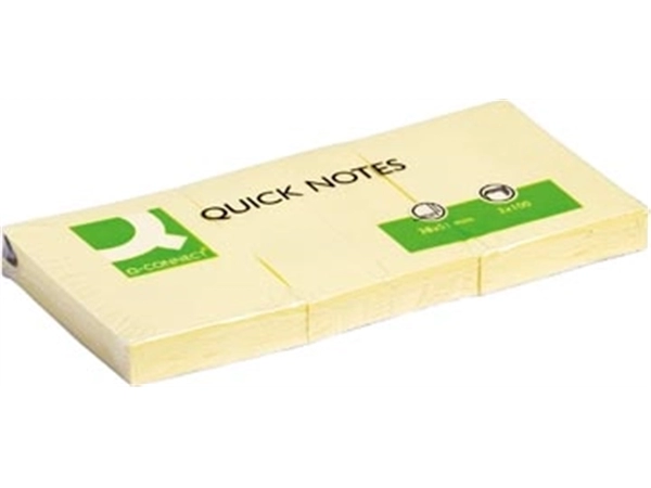 Een Q-CONNECT Quick Notes, ft 38 x 51 mm, 100 vel, pak van 3 stuks, geel koop je bij Muys Kantoor & Kado