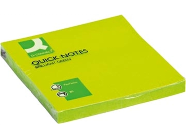 Een Q-CONNECT Quick Notes, ft 76 x 76 mm, 80 vel, neongroen koop je bij Muys Kantoor & Kado