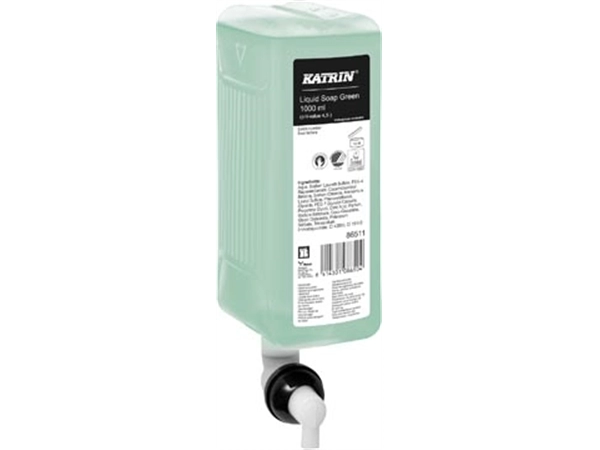 Een Katrin vloeibare zeep Green 86511, flacon van 1000 ml koop je bij Muys Kantoor & Kado