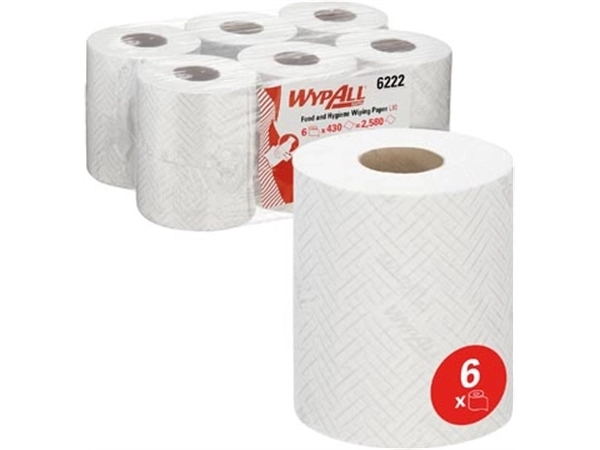 Een Kimberly-Clark Professional poetspapier Wypall Reach, wit, pak van 6 rollen koop je bij Muys Kantoor & Kado